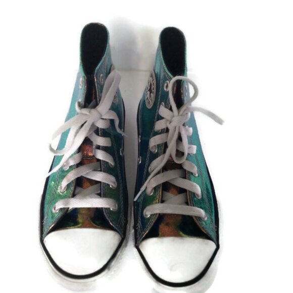Converse Chuck Taylor All-Star Metallic Hi Top Sneakers Shoes youth sz 2 - Picture 3 of 8